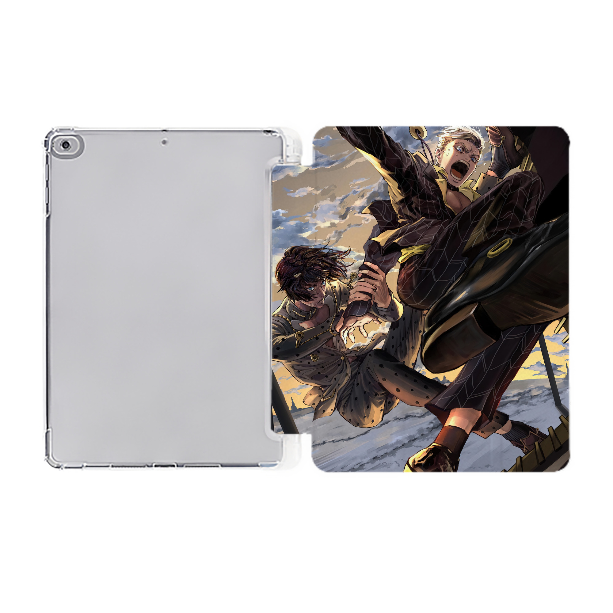 （画像用） ジョジョの奇妙な冒険 JoJo's Bizarre Adventure IPad ケース ペン収納付き 三つ折りスタンド PUレザー×シリコン 対応機種9.5/10.5/10.9インチ